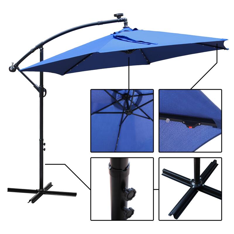 Maypex 10 Feet Solar Offset Outdoor Patio Umbrella