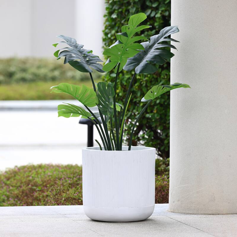 Round Striped Indoor/Outdoor MgO Planter