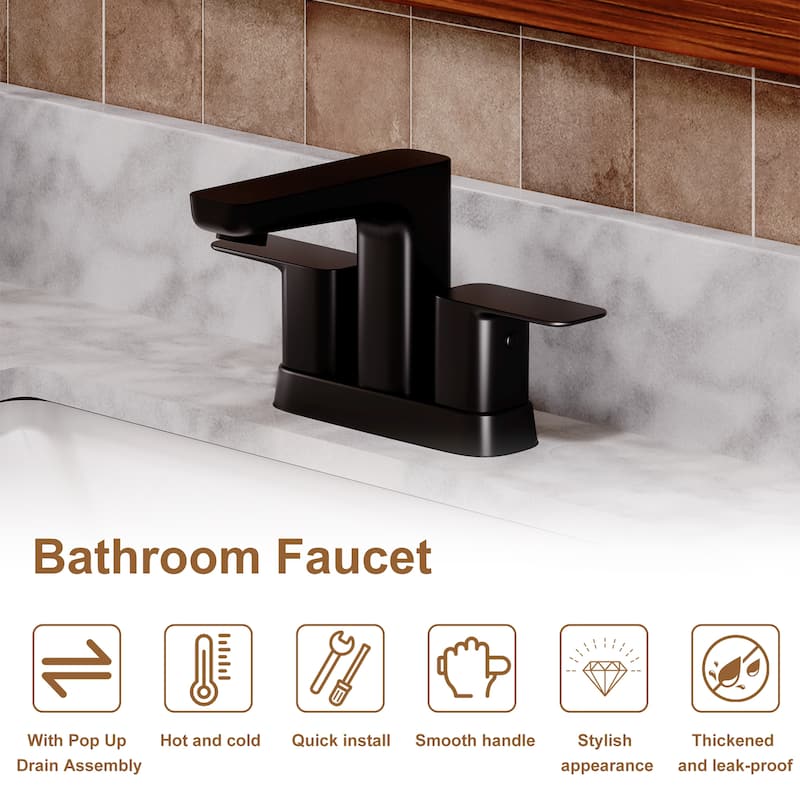4 in. Center Set Double Handle Bathroom Faucet in Matte Black