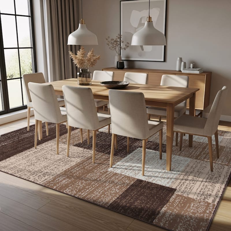 World Rug Gallery Contemporary Distressed Boxes Area Rug