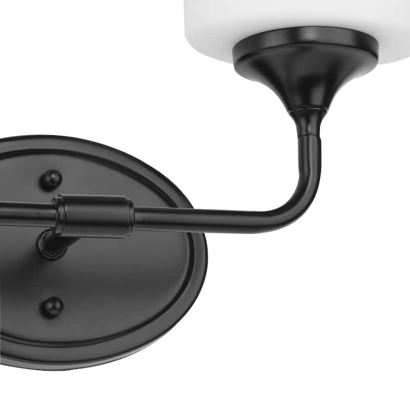 Lynzie Collection Two-Light Matte Black Etched Opal Glass Modern Bath Vanity Light - 14.5 in x 5.625 in x 11.125 in