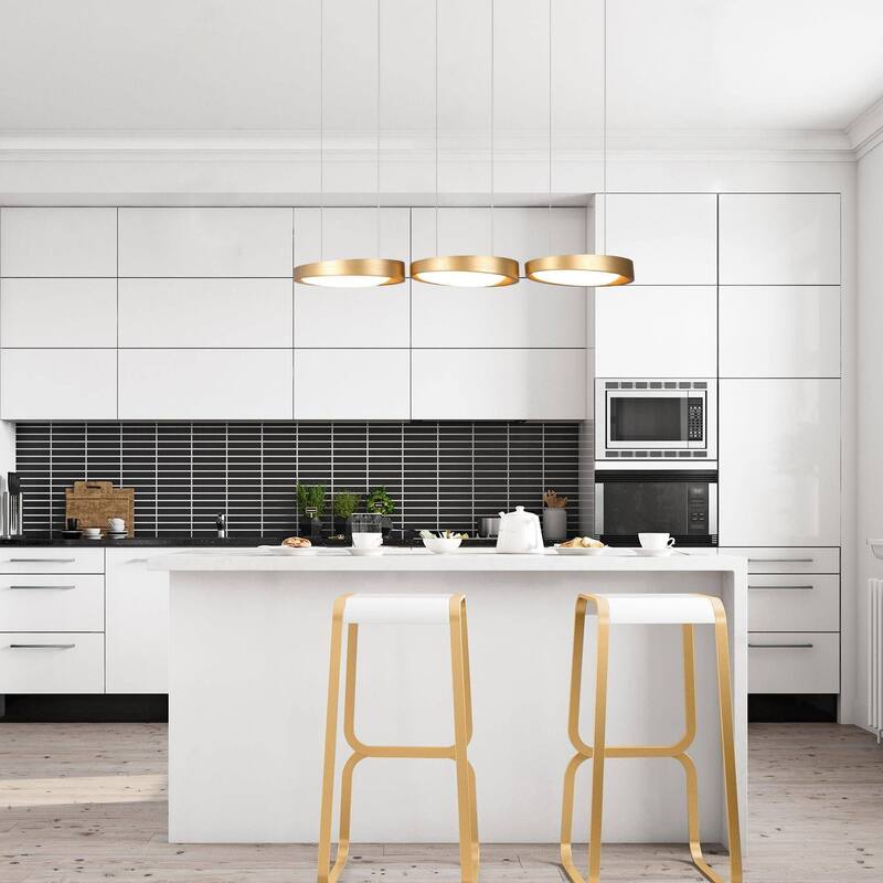 Modern 3-Light Wire Linear Dome LED Chandelier Metal Kitchen Pendant Light - 30"L x 6"W x 62"H