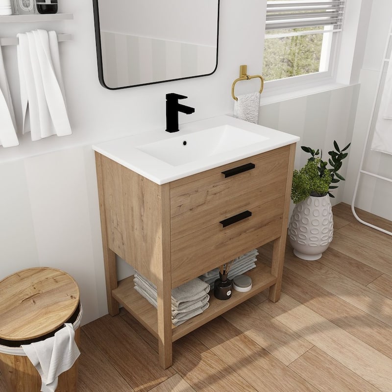 30" Bathroom Vanity with Sink and 2 Soft-Close Drawers