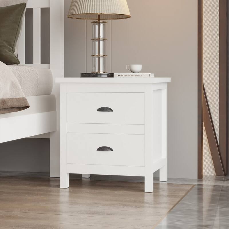 Yes4wood Nightstand with Drawers, Solid Wood