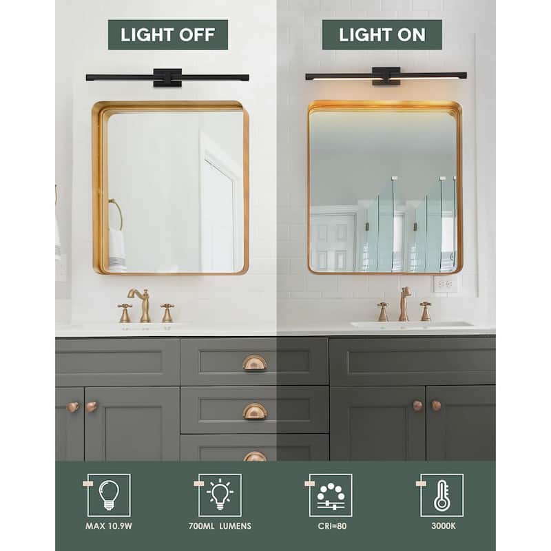 1-light 23.6 in. Modern Linear Cylinder Strip Wall Sconce Dimmable Tube Integrated LED Bathroom Vanity Light