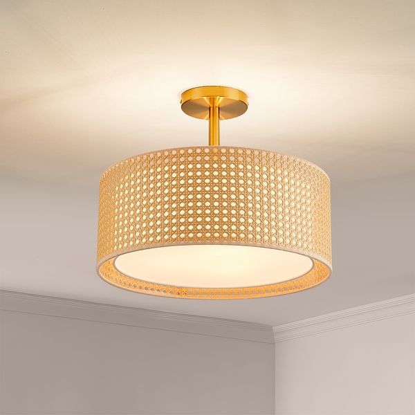 Rattan semi flush mount ceiling light new arrivals