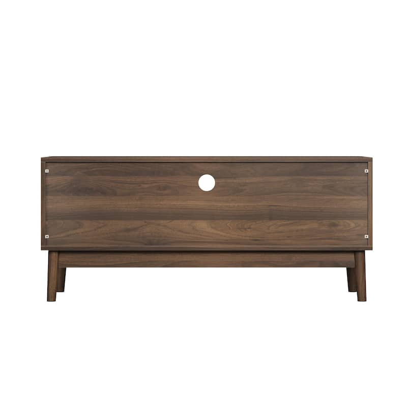 Roomfitters Mid-Century Modern TV Stand with Fluted Doors, Media Console Entertainment Center for TVs up to 45 inches, Walnut
