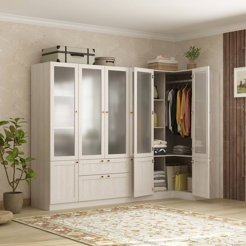Combo Elegant Light Gray Wardrobe Modular Closet Configuration Armoire