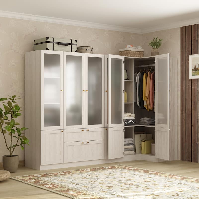 Modular Modern Glass Door Wardrobe:Storage Closet Solution Armoire