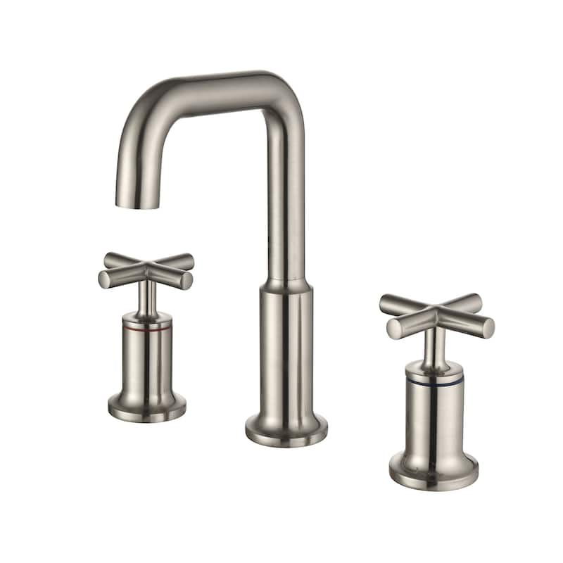 Three-Hole Cross Handle Copper Bathroom Sink Faucet