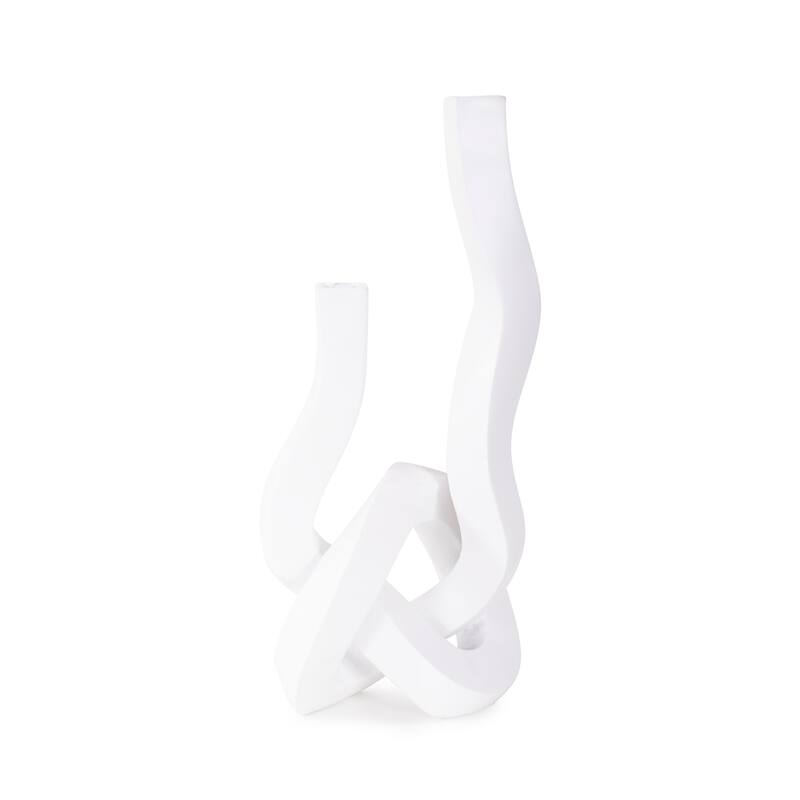 Allan Andrews Contemporary Abstract Matte White Twisted Candle Holder - 12"H