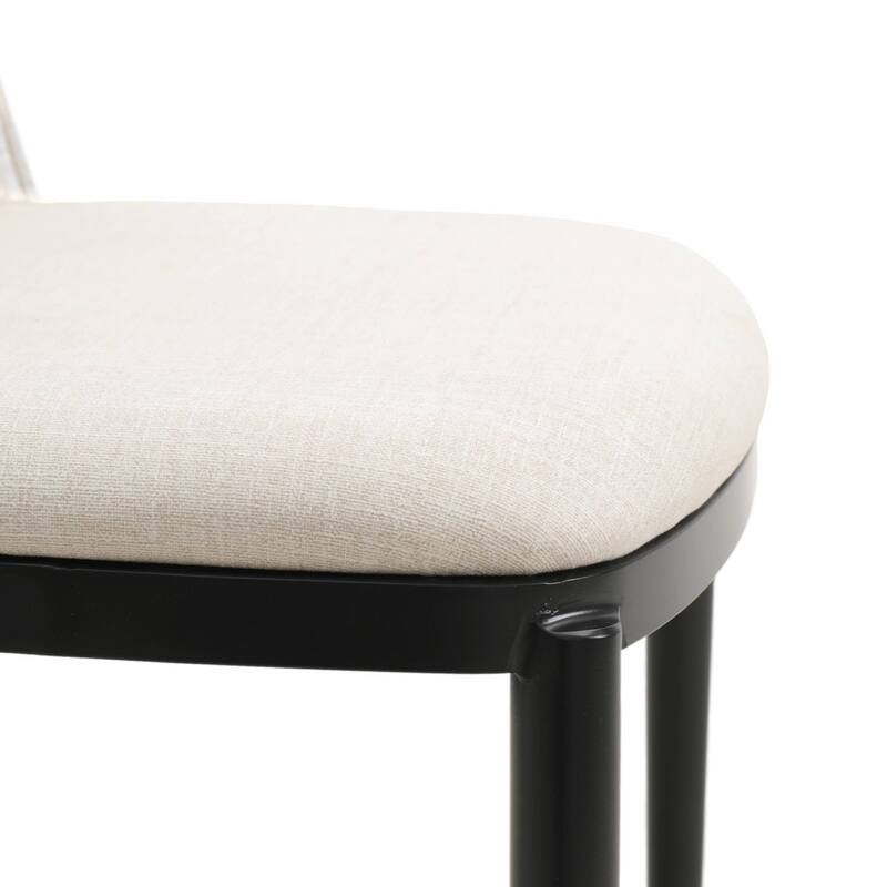 Dining Chair with Upholstered Seat and Back Side Chair with MDF Wood Frame in Black Steel