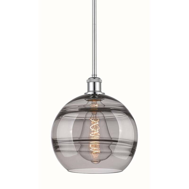 Innovations Lighting 516-1S-12-10 Rochester Pendant Rochester 10" Wide - Polished Chrome / Light Smoke