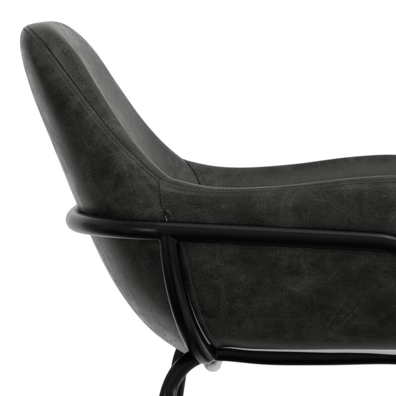 WYNDENHALL Zaniyah Contemporary Bar Stool in Distressed Vegan Faux Leather - 20.3" D x 18.5" W x 40" H