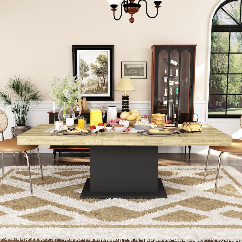 63”–78.7” Extendable Dining Table, Modern Wood Conference Table Convertible Office Desk & Meeting Table