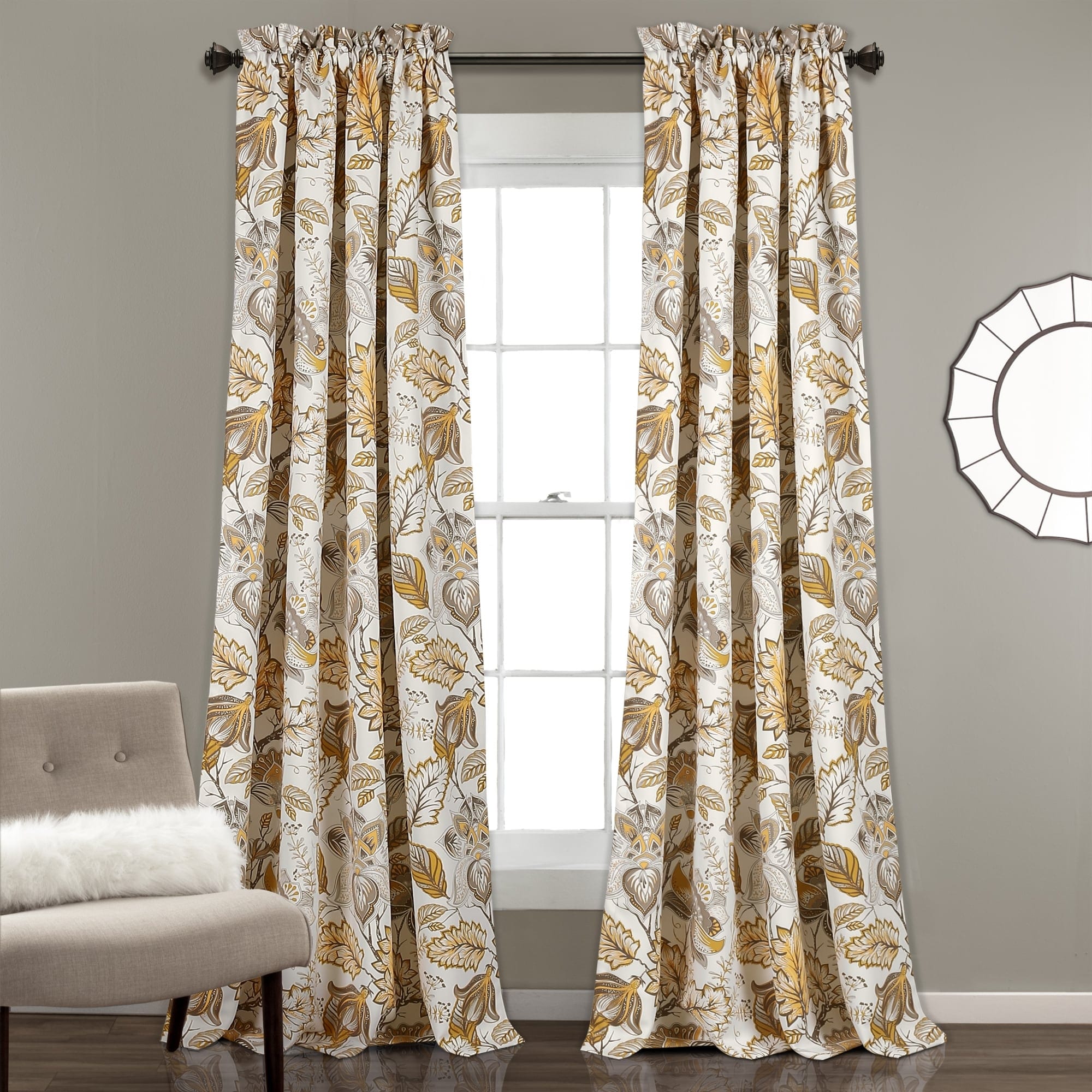 Lush Decor Cynthia Jacobean Room Darkening Curtain Panel Pair Overstock 12417553