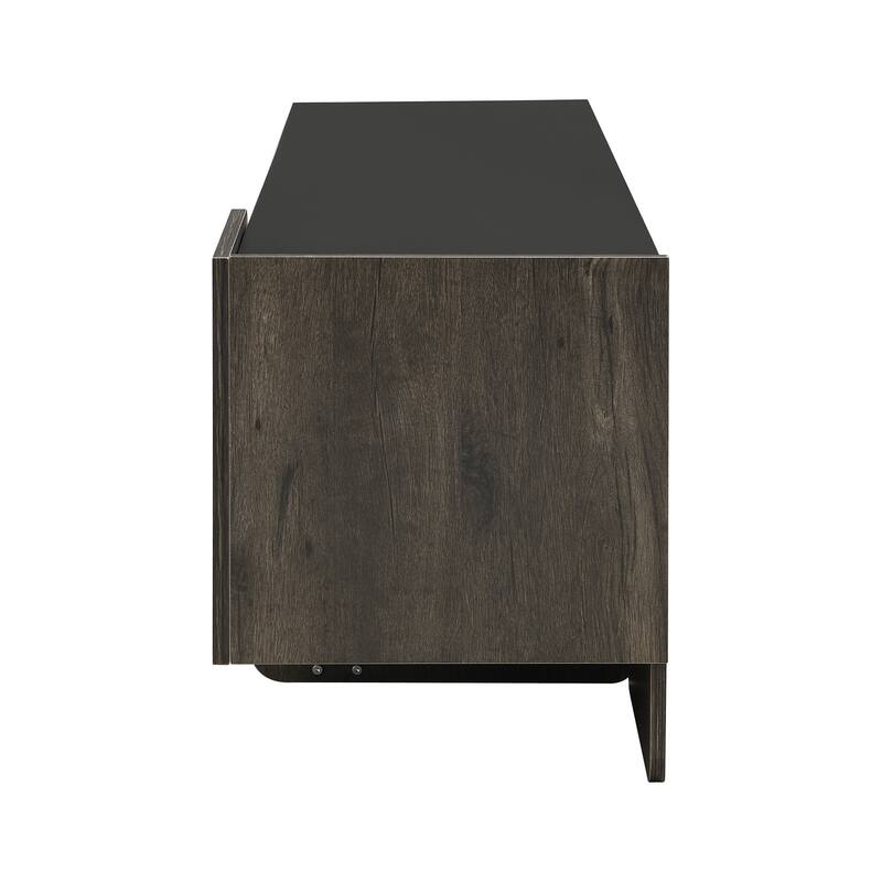 Anmytek Modern 66.7" Inch TV Stand with Gold Accents - Black Media Console with Drawer and Adjustable Shelves