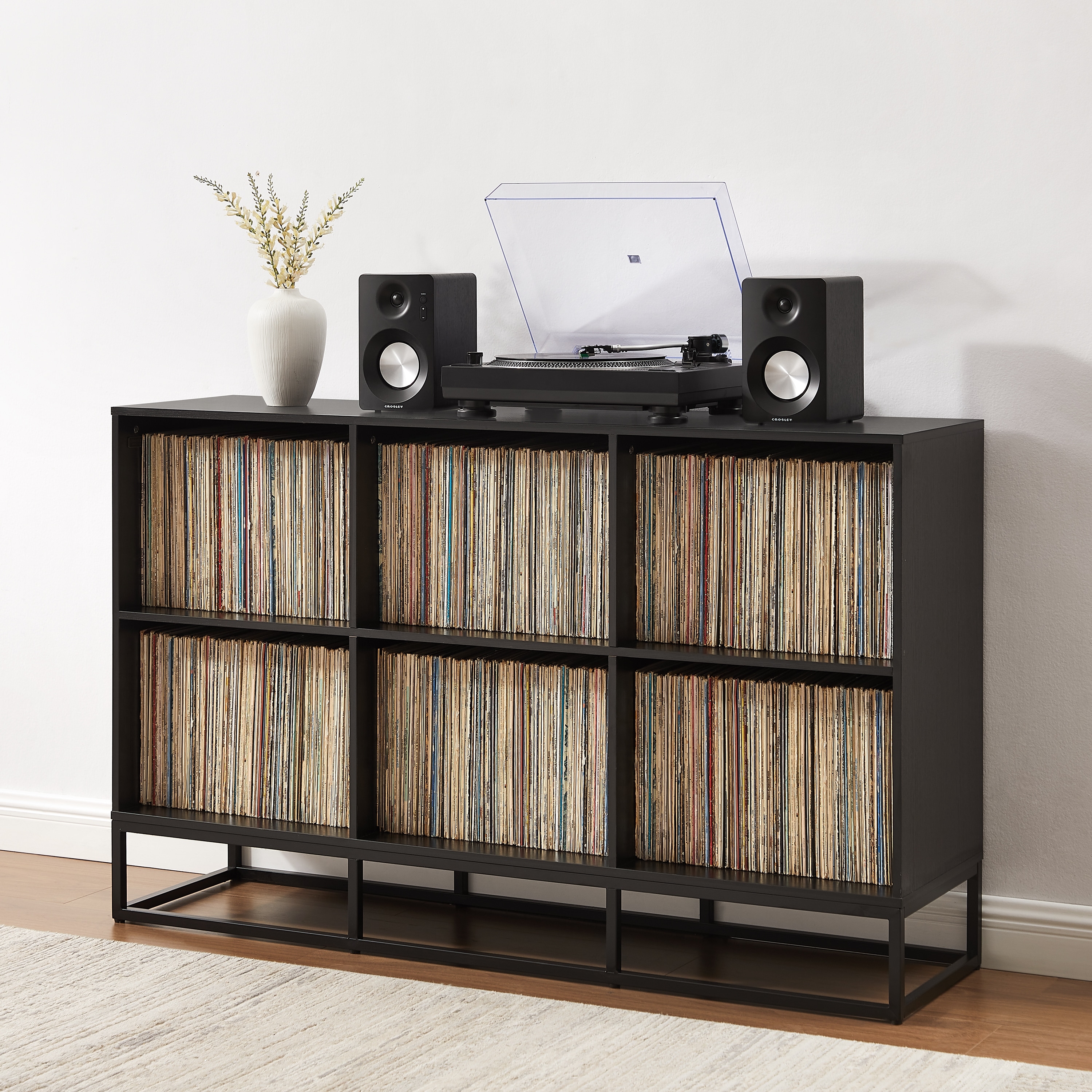 Crosley Enzo 6 Cube Record Player Stand With Vinyl Storage