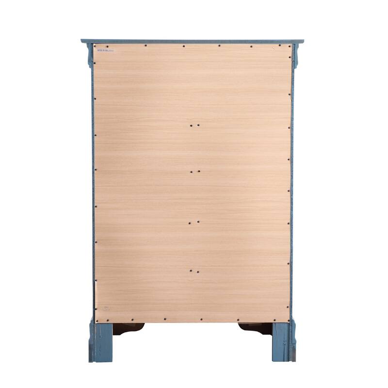 5-Drawer Wooden Bedroom Chest - 48" - Blue