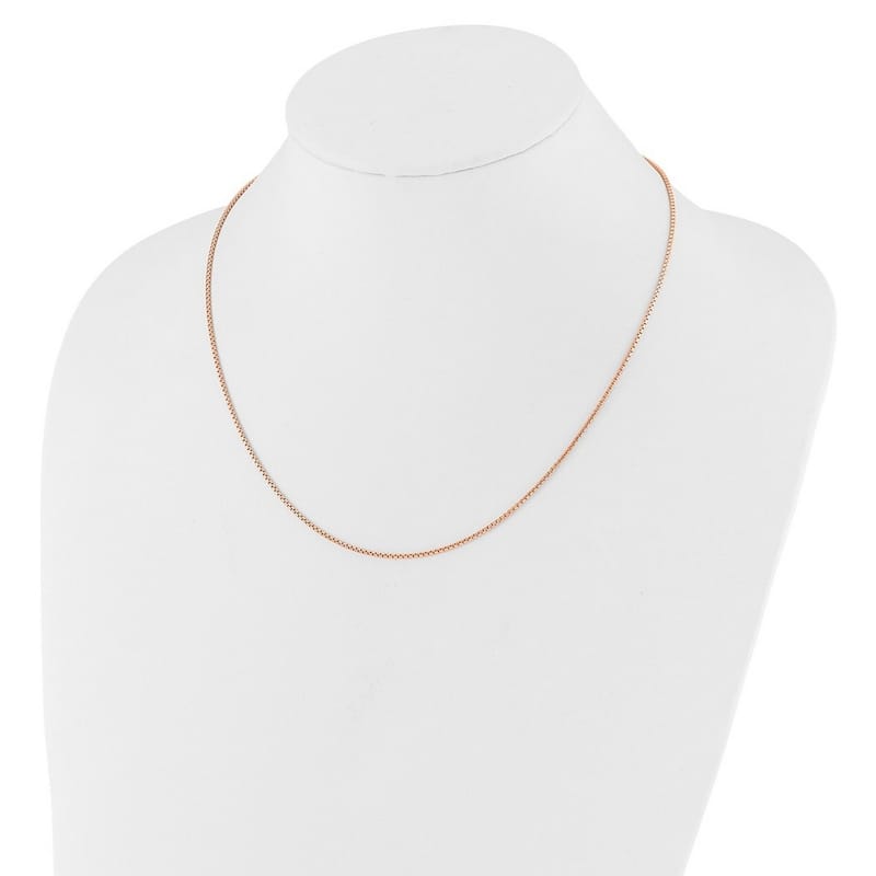 Curata 925 Sterling Silver 22" Rose Gold Plated Adjustable 1.25mm Round Box Chain Necklace