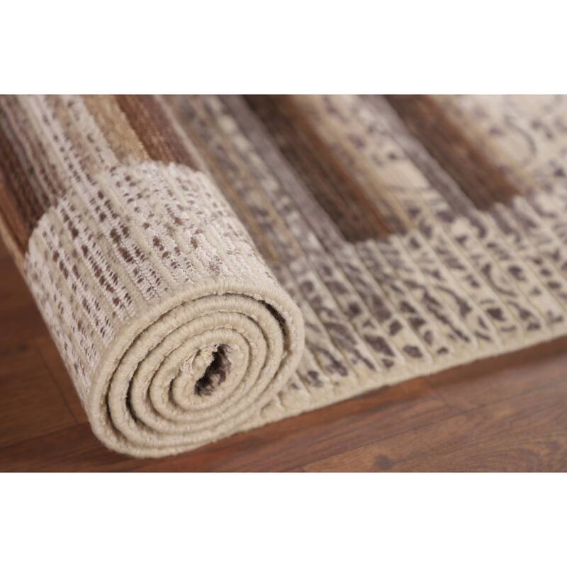 Modern Indian Accent Rug Handmade Abstract Wool Carpet - 2'8"x 5'0"