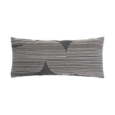 Cotton Lumbar Pillow with Gold Thread Embroidery and Rope Applique