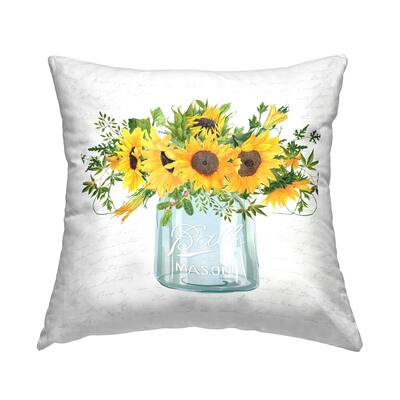 Stupell Industries Country Sunflower Blossoms Printed Throw Pillow Design by Lettered and Lined