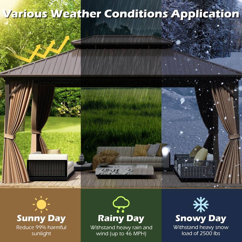 Costway 16 x 12 FT Hardtop Gazebo Aluminum Frame Permanent Pavilion - See Details