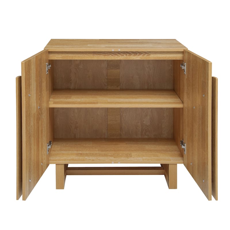 Wood Sideboard Buffet, Storage Cabinet with Adjustable Shelf, Accent Cabinet with Handle-Free Fan-Shaped Doors