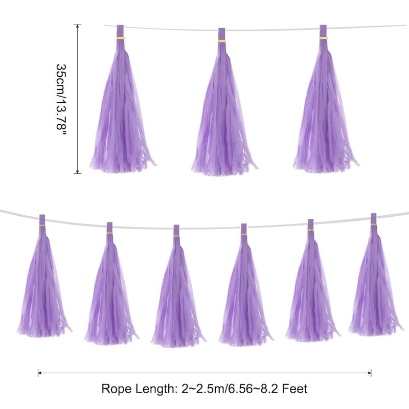 20Pcs Tassel Garland Banner with Rope - Light Purple