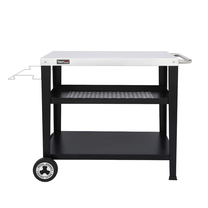 Royal Gourmet Movable 3-Shelf Grill Table with Trash Bag Holder - Kitchen Cart