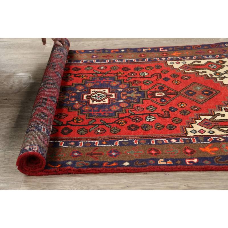 Geometric Hamedan Persian Area Rug Wool Hand-knotted Office Carpet - 3'2" x 5'2"