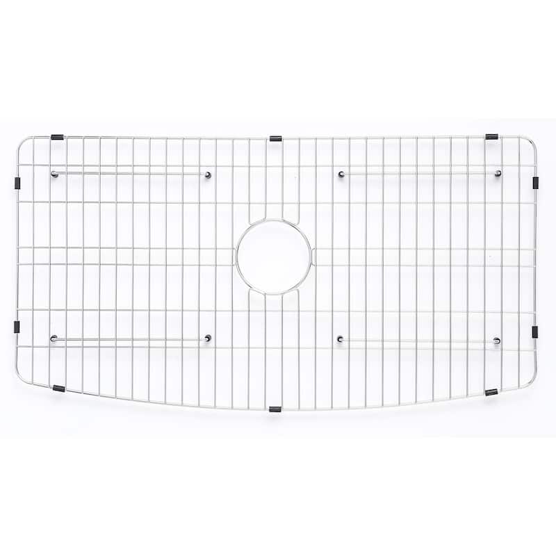 ALFI Brand White Smooth Curved Apron 36" x 20" Single Bowl Fireclay Farm Sink with Grid