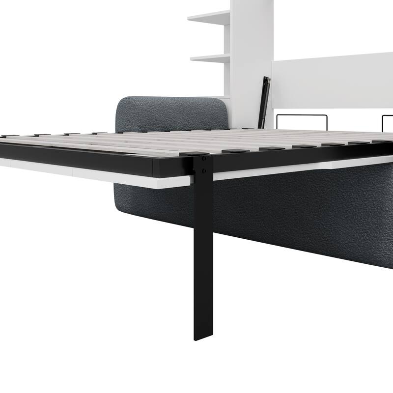 Roomfitters Queen Size Murphy Wall Bed with Sofa and Storage Shelves