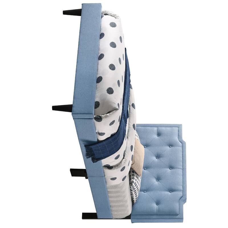 Upholstered Tufted Adjustable Twin Panel Bed - 81" - Blue