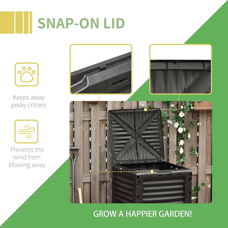 Outsunny Garden Compost Bin Large Outdoor Compost Container 80 Gallon Fast Creation of Fertile Soil Aerating Compost Box