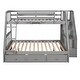 preview thumbnail 4 of 28, Twin Over Full Bunk Bed with Underbed Drawers and Stairs Shelves, Convertible Wooden Bed Frame with Guardrails and Ladder