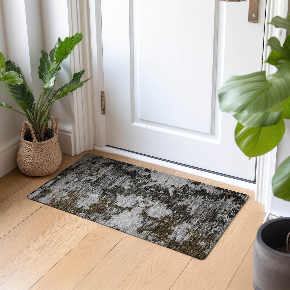 Machine Washable Indoor/ Outdoor Chantille Modern Abstract Rug