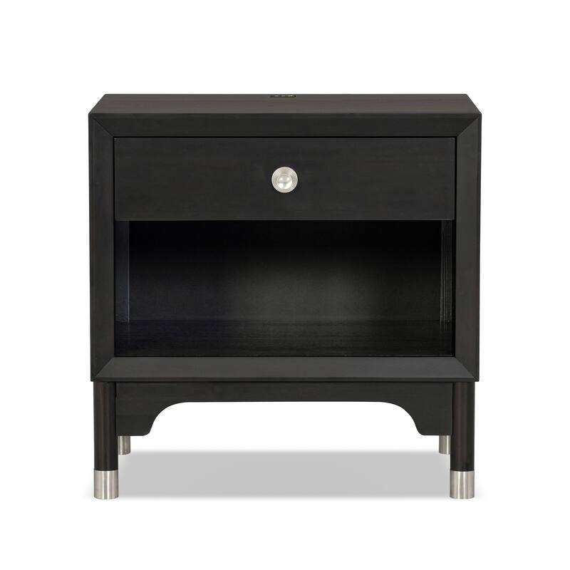 Furniture of America Forma Mid-Century Modern 3-Piece Black Solid Wood Storage Platform Bedroom Set