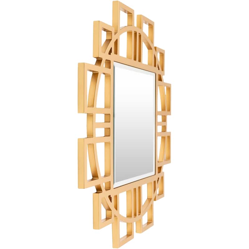 Zarate Geometric Satin Gold Mirror - 32"H x 32"W