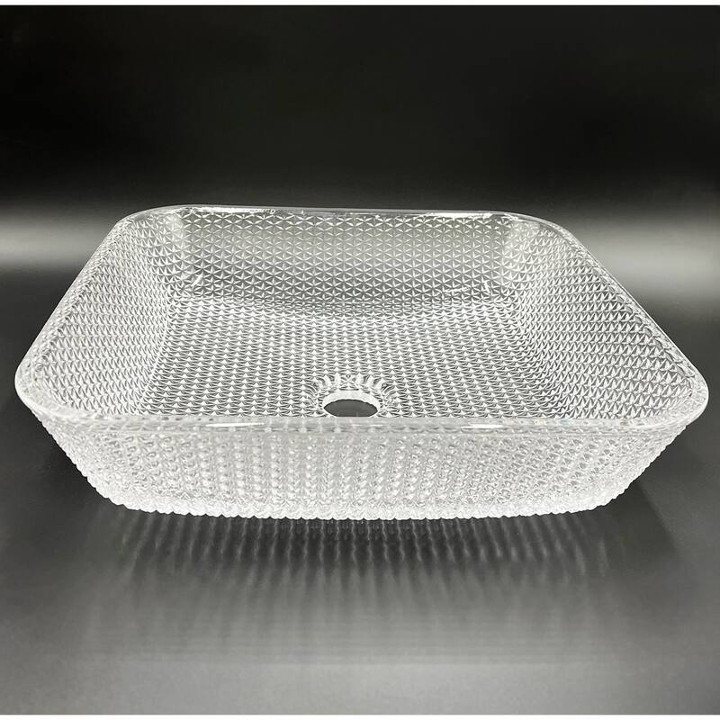 CastelloUSA Decorative 16" Crystal Rectangle Glass Sink