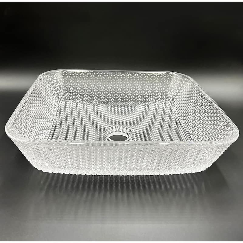 Decorative 16" Square Crystal Vessel Sinks With White Base