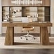 preview thumbnail 17 of 26, 55 Inches Brown Wood Large Executive Desk for Home Office