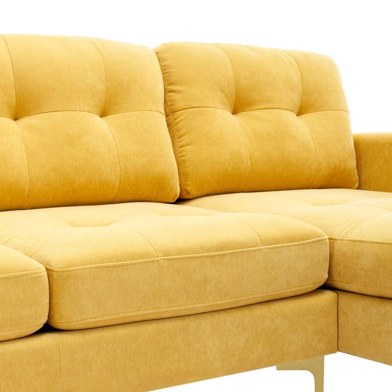 110.6" Velvet L-Shaped Sectional Sofa with Movable Ottoman and Storage Pockets