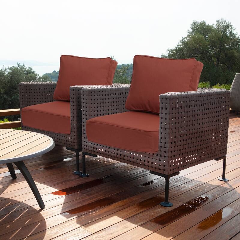 Aoodor 24x24x6 Inch Outdoor Patio Chair Cushions Set, Weather-Resistant Sunbrella Fabric Outdoor Cushion, Set of 2