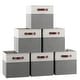 preview thumbnail 1 of 64, Foldable Collapsible Storage Box Bins Linen Fabric Shelf Basket Cube Organizer with Leather Handles - Set of 6 11" x 11" x 11" - White/Gray
