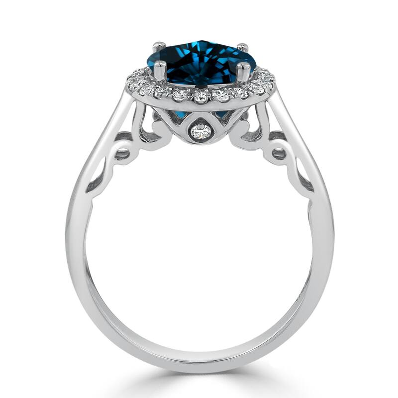Auriya 2 1/2ct Round London Blue Topaz and Halo Diamond Engagement Ring 1/4ctw 14k Gold