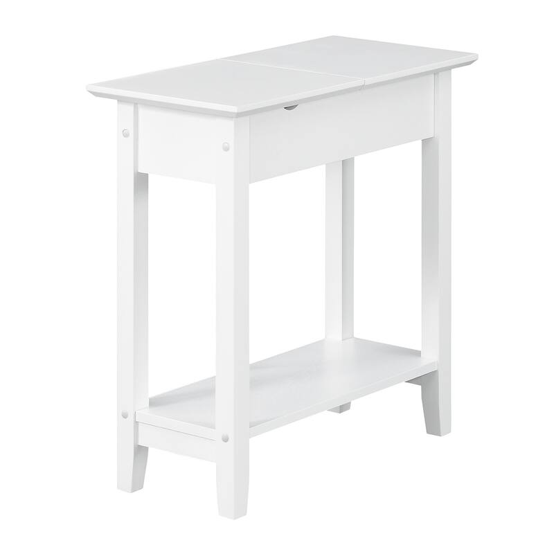 Slim Flip Top End Table with Hidden Storage Compartment, Built-In Charging Station, USB Ports and Cable Management Hole - 23