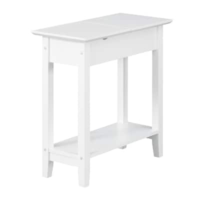 Slim Flip Top End Table with Hidden Storage Compartment, Built-In Charging Station, USB Ports and Cable Management Hole - 23