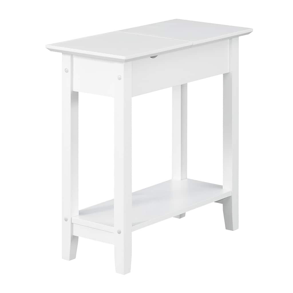 Slim Flip Top End Table with Hidden Storage Compartment, Built-In Charging Station, USB Ports and Cable Management Hole - 23